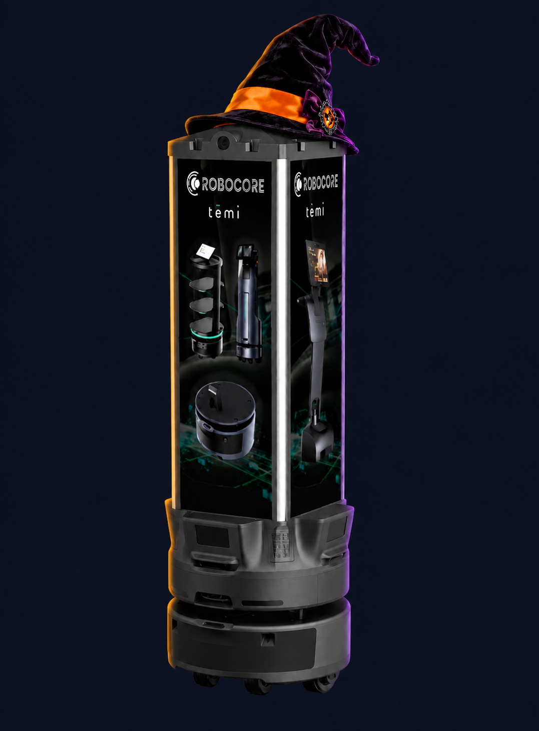Robocore Fourcast by temi with decorative Halloween styling. Costume not included.